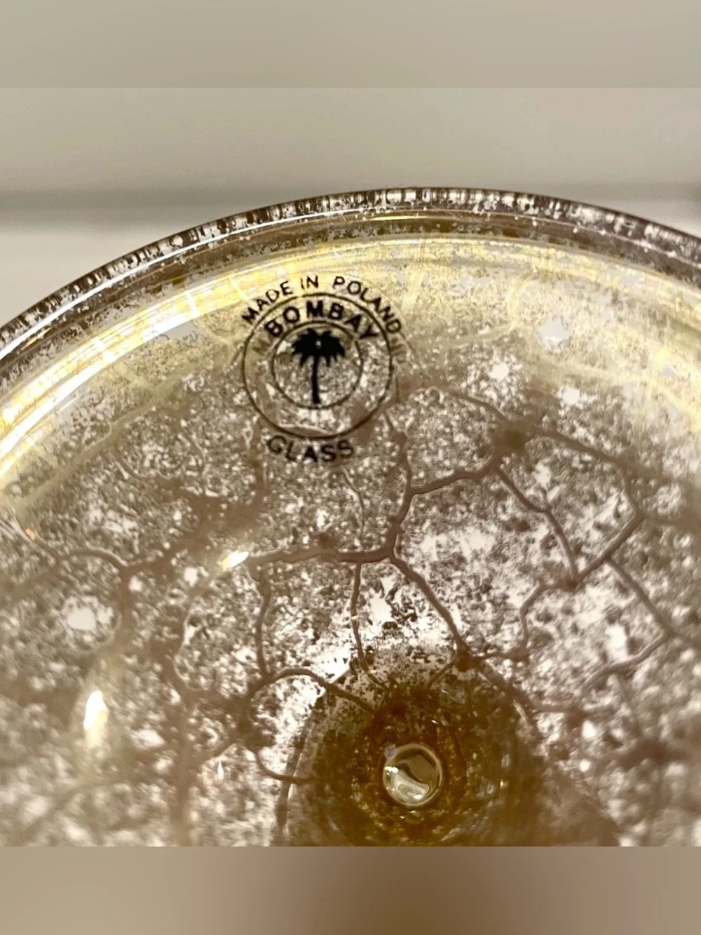 Bombay Glass Vintage Champagne & Gold Carnival Glass Vase | Opalescent